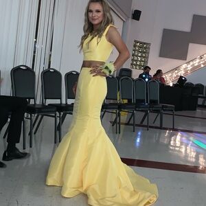 Sherri Hill Yellow Two-Piece Prom Dress